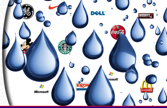 large droplets with company logos interspersed indicating DRIPs