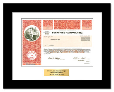 framed Berkshire Hathaway stock gift