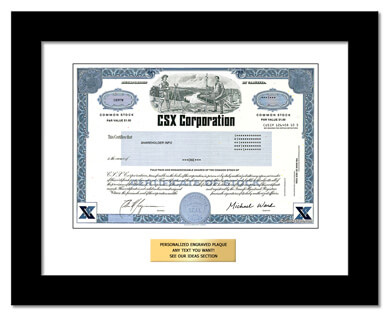 framed CSX stock gift