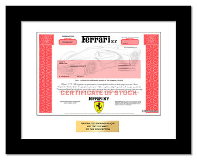 framed Ferrari stock gift