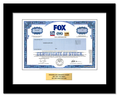 framed Fox Corp stock gift