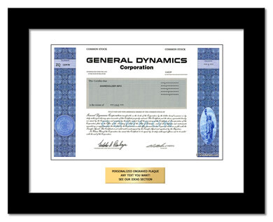 framed General Dynamics stock gift