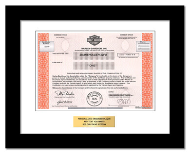 framed Harley-Davidson stock gift