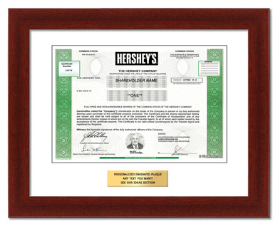 framed Hershey stock gift