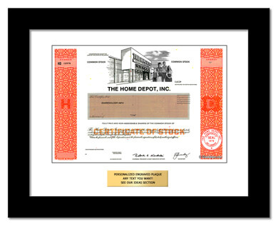 framed Home Depot stock gift