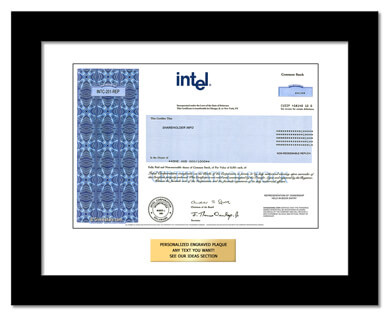 framed Intel Corporation stock gift