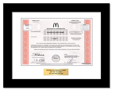 framed McDonalds stock gift