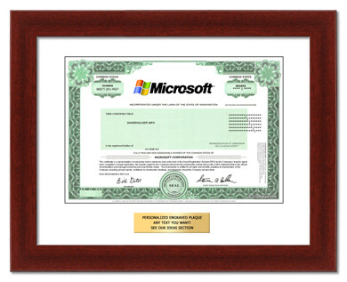 framed Microsoft stock gift