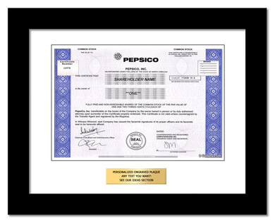 framed PepsiCo stock gift