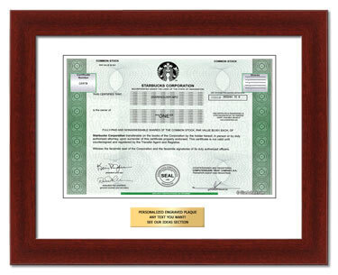 framed Starbucks stock gift