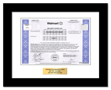 framed Wal-Mart stock gift