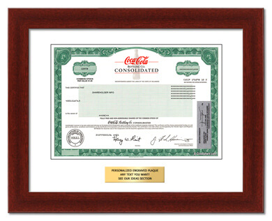 framed Coca Cola Bottling stock gift