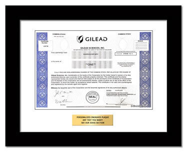 framed Gilead Sciences stock gift