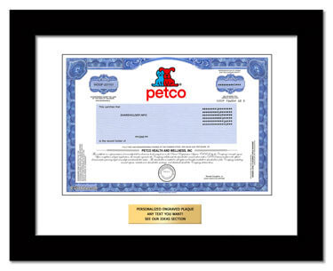 framed Petco stock gift