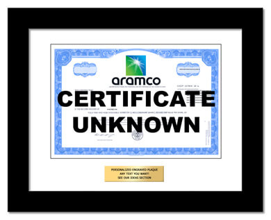 framed Saudi Aramco stock gift