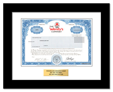 framed Wendys stock gift